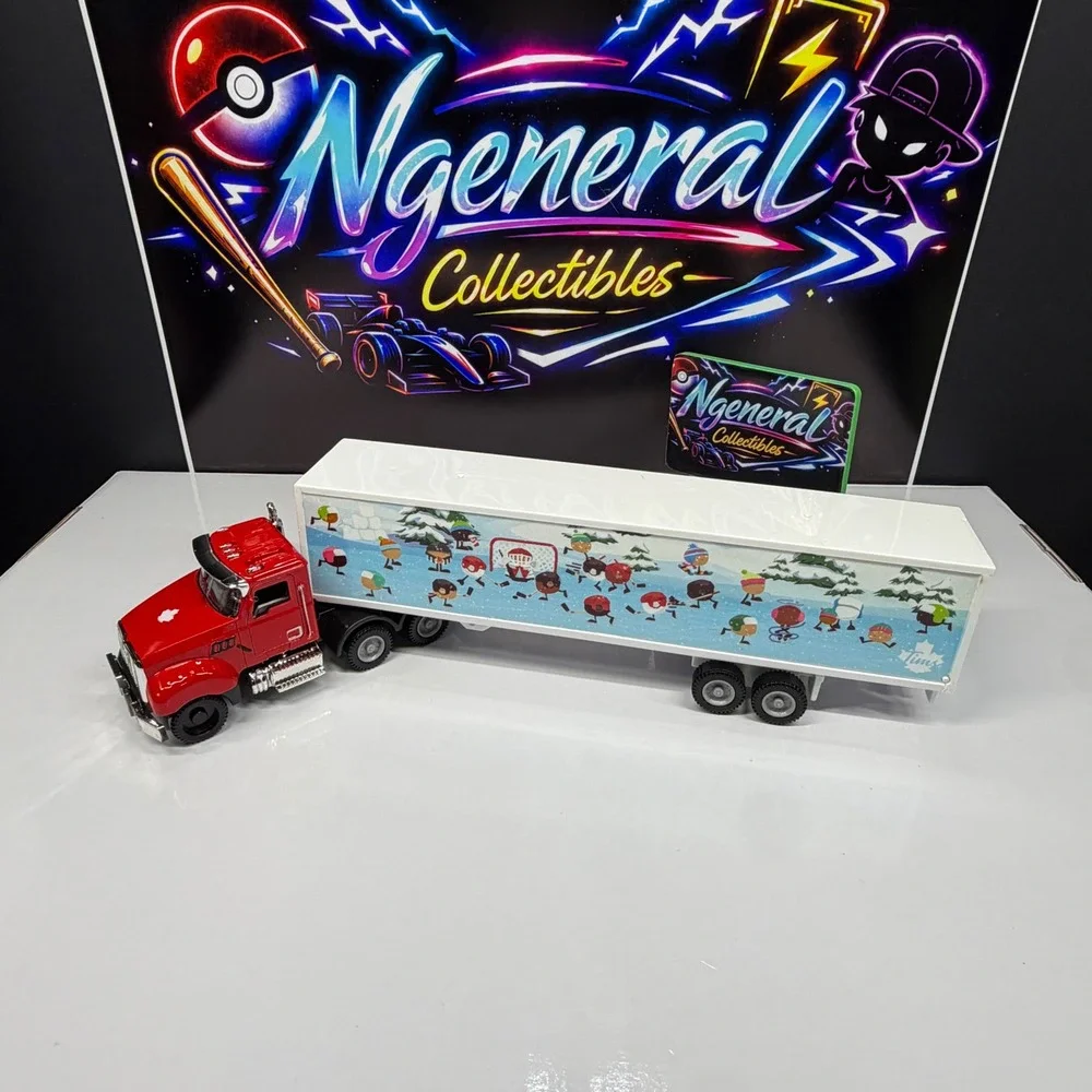 Tim Hortons Red Semi Truck Trailer Timbits Hockey Winter Scene Collectible